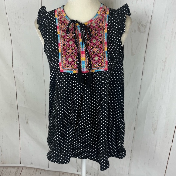 Savannah Jane embroidered polka dot top small - Picture 1 of 6
